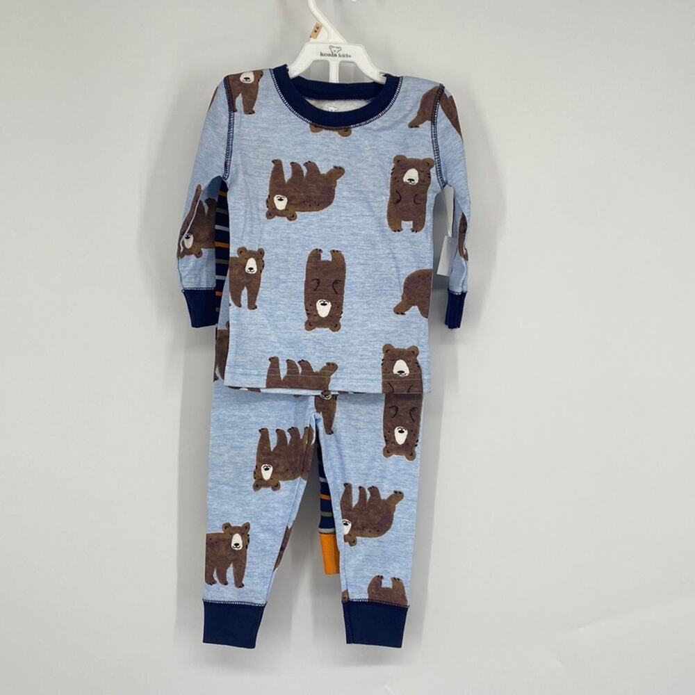 Koala Kids Long Sleeve Bear Print Sleepwear Top and Pants Sets Blue Size 12M NWT